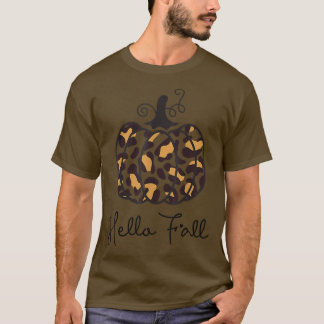 Leopard Hello Fall Pumpkin Season Autumn Thanksgiv Tシャツ
