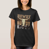 Leopard Howdy Bull Skull Rodeo Texas Western Count Tシャツ (正面)