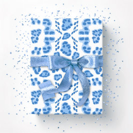 Leopard Ikat in Blue Porcelain ラッピングペーパー