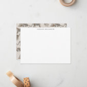 Leopard Illustrated Personalized Stationery Name ノートカード (正面/裏面インサイチュ)