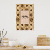 Leopard Illustration Poster Walking Big Cat Art ポスター (キッチン)