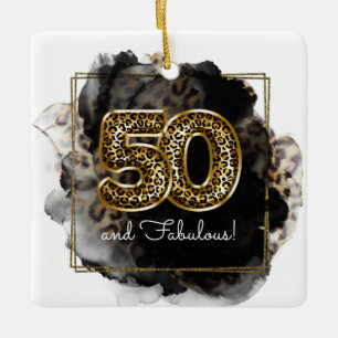 Leopard Ink 50と素晴らしい誕生日カスタム写真 セラミックオーナメント