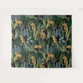 Leopard Jungle Forest Illustration Seamless Custom タペストリー (正面(横))