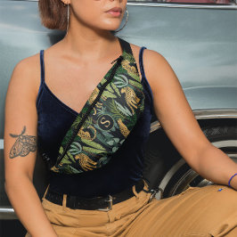 Leopard Jungle Forest Illustration Seamless Custom ファニーパック