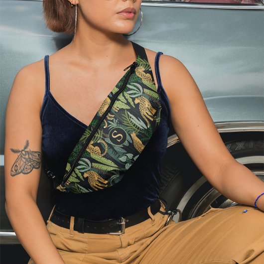 Leopard Jungle Forest Illustration Seamless Custom ファニーパック