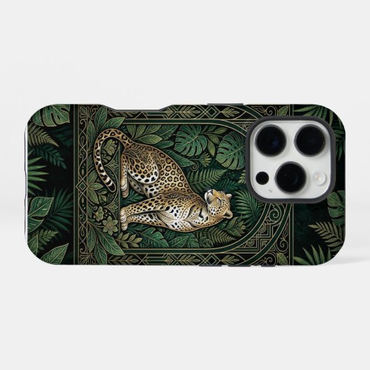 Leopard Jungle Throne | Dark iPhone 16 Pro Case iPhoneケース (裏面横)