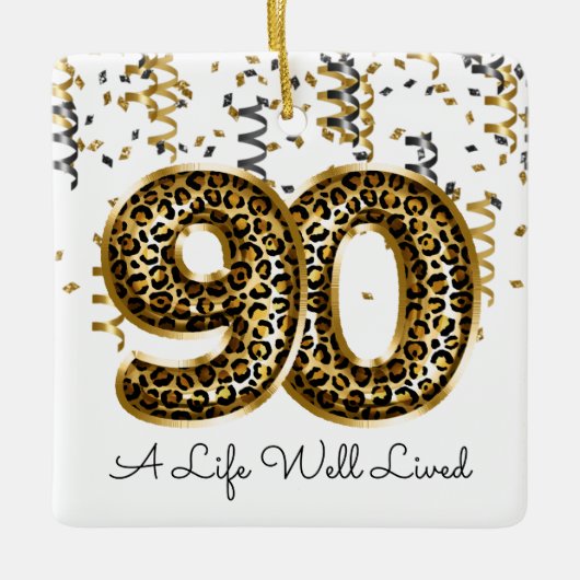 Leopard Life Well Lived 90誕生日風船写真 セラミックオーナメント (正面)