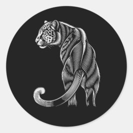 Leopard Line Art – Fierce & Fluid ラウンドシール