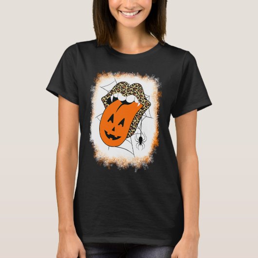 Leopard Lips Halloween Lips Vampire Mouth Pumpkin  Tシャツ (正面)