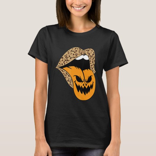 Leopard Lips Halloween Lips Vampire Mouth Pumpkin  Tシャツ (正面)