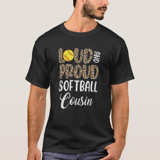 Leopard Loud Proud American Softball Cousin Family Tシャツ (正面)