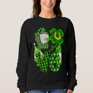 Leopard Love Three Gnomes Lucky Shamrock St. Patri スウェットシャツ