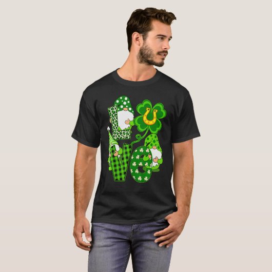 Leopard Love Three Gnomes Lucky Shamrock St. Patri Tシャツ (正面フル)