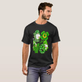 Leopard Love Three Gnomes Lucky Shamrock St Patric Tシャツ (正面フル)