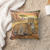 Leopard Mama And Cubs Safari Animals  クッション (ブランケット)