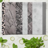 Leopard Marble Glitter Stripes Glam 1 キッチンタオル (折り畳み)