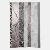Leopard Marble Glitter Stripes Glam 1 キッチンタオル (縦)