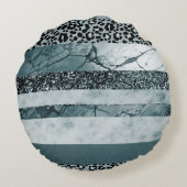 Leopard Marble Glitter Stripes Glam 2 ラウンドクッション (裏面)
