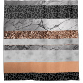 Leopard Marble Glitter Stripes Glam 3 シャワーカーテン (正面)