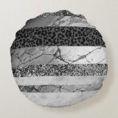 Leopard Marble Glitter Stripes Glam 4 ラウンドクッション (裏面)