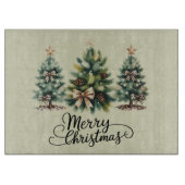 Leopard Merry Christmas Tree Coquette Bow Xmas カッティングボード (正面)