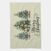 Leopard Merry Christmas Tree Coquette Bow Xmas キッチンタオル (縦)