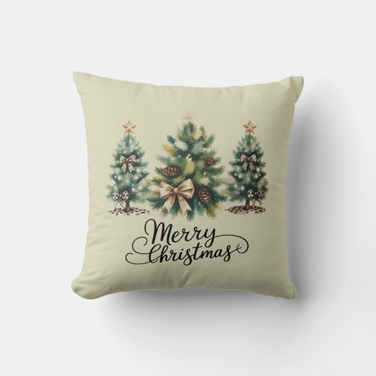 Leopard Merry Christmas Tree Coquette Bow Xmas クッション (正面)
