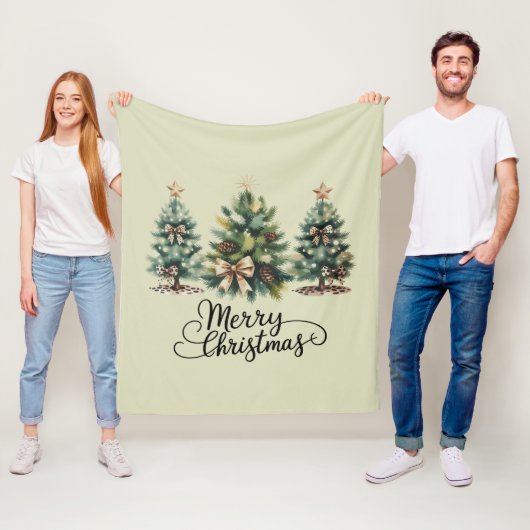 Leopard Merry Christmas Tree Coquette Bow Xmas フリースブランケット (インサイチュ)