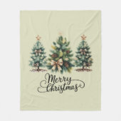 Leopard Merry Christmas Tree Coquette Bow Xmas フリースブランケット (正面)