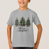 Leopard Merry Christmas Tree Coquette Bow Xmas Tシャツ (正面)