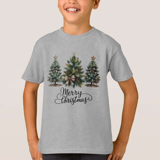 Leopard Merry Christmas Tree Coquette Bow Xmas Tシャツ (正面)