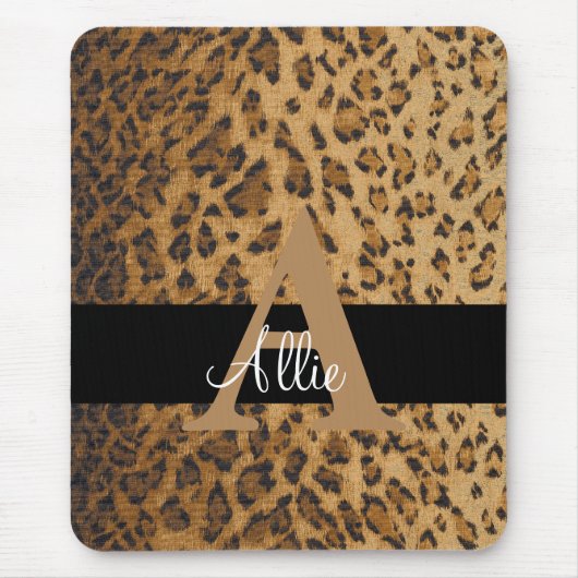 Leopard MonogramイニシャルレターAコンピュータ マウスパッド (正面)