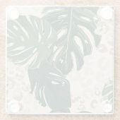 Leopard Monstera：ジャングルプリントヴィンテージ。 ガラスコースター (裏面)