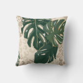 Leopard Monstera：ジャングルプリントヴィンテージ。 クッション (裏面)