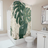 Leopard Monstera:ジャングルプリントヴィンテージ。 シャワーカーテン (インサイチュ)