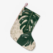 Leopard Monstera：ジャングルプリントヴィンテージ。 スモールクリスマスストッキング (正面 (吊り時))