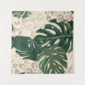 Leopard Monstera:ジャングルプリントヴィンテージ。 タペストリー (正面(横))
