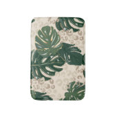 Leopard Monstera：ジャングルプリントヴィンテージ。 バスマット (正面縦)