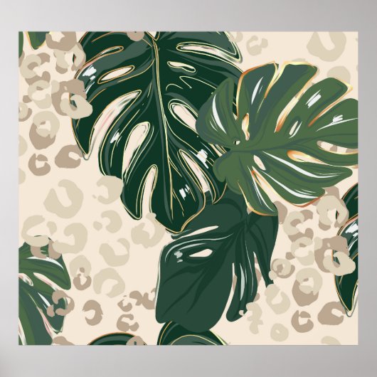 Leopard Monstera：ジャングルプリントヴィンテージ。 ポスター (正面)