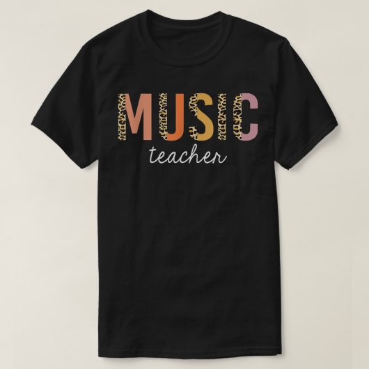 Leopard Music Teacher Cute Back To School Supplies Tシャツ (デザイン正面)