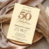 Leopard Neutral 50 & Fabulous Birthday 招待状