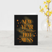 Leopard New Year Same Hot Mess New Year's Eve Reso カード (黄色い花)