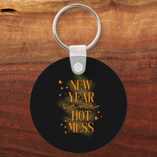 Leopard New Year Same Hot Mess New Year's Eve Reso キーホルダー (正面)