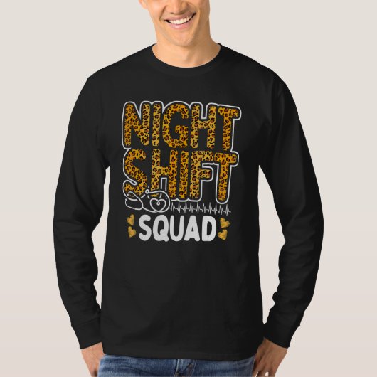 Leopard Night Shift Nurse Squad Leo Nursing Apprec Tシャツ (正面)