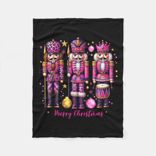 Leopard Nutcracker Nk Christmas 2024 Xmas Pajamas フリースブランケット (正面)