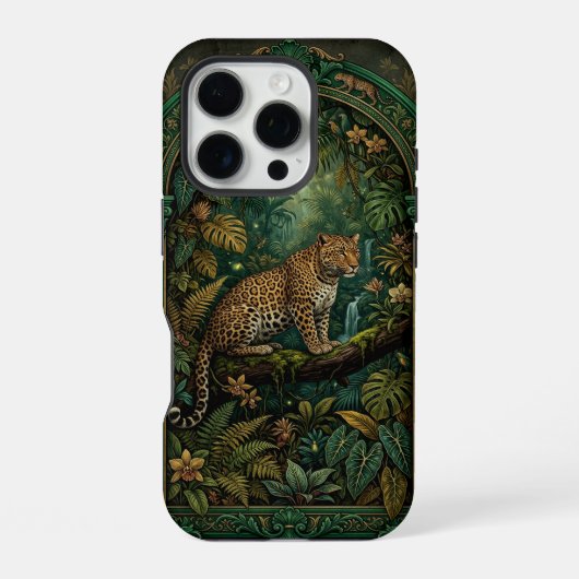 Leopard on Branch Jungle | iPhone 16 Pro Case iPhoneケース (裏面)