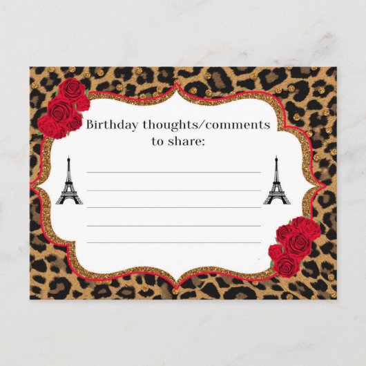 Leopard Parisをテーマにした誕生日誕生日ウィズポスト 案内ポストカード (正面)