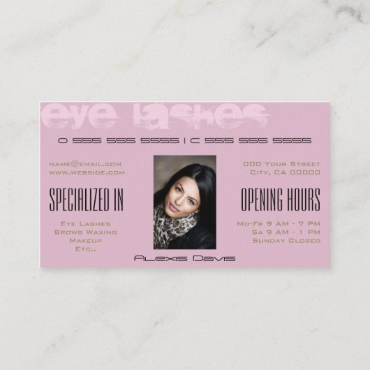 Leopard Patternロゴ写真オープン時間の点滅 名刺 (裏面)