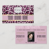 Leopard Patternロゴ写真オープン時間の点滅 名刺 (正面/裏面)