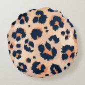 Leopard Pattern：シームレおもしろいスデザイン ラウンドクッション (裏面)